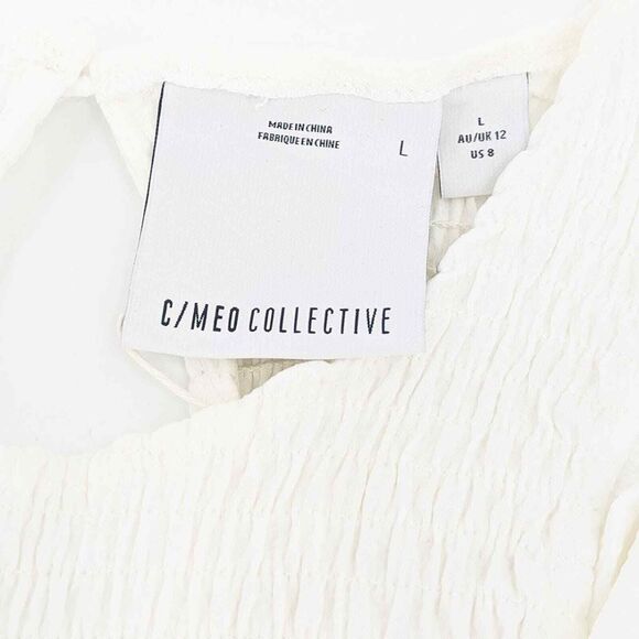 C/Meo Collective Women's Expired Sleeveless Ruffle Smocked White Dress Size 8 - Picture 6 of 10